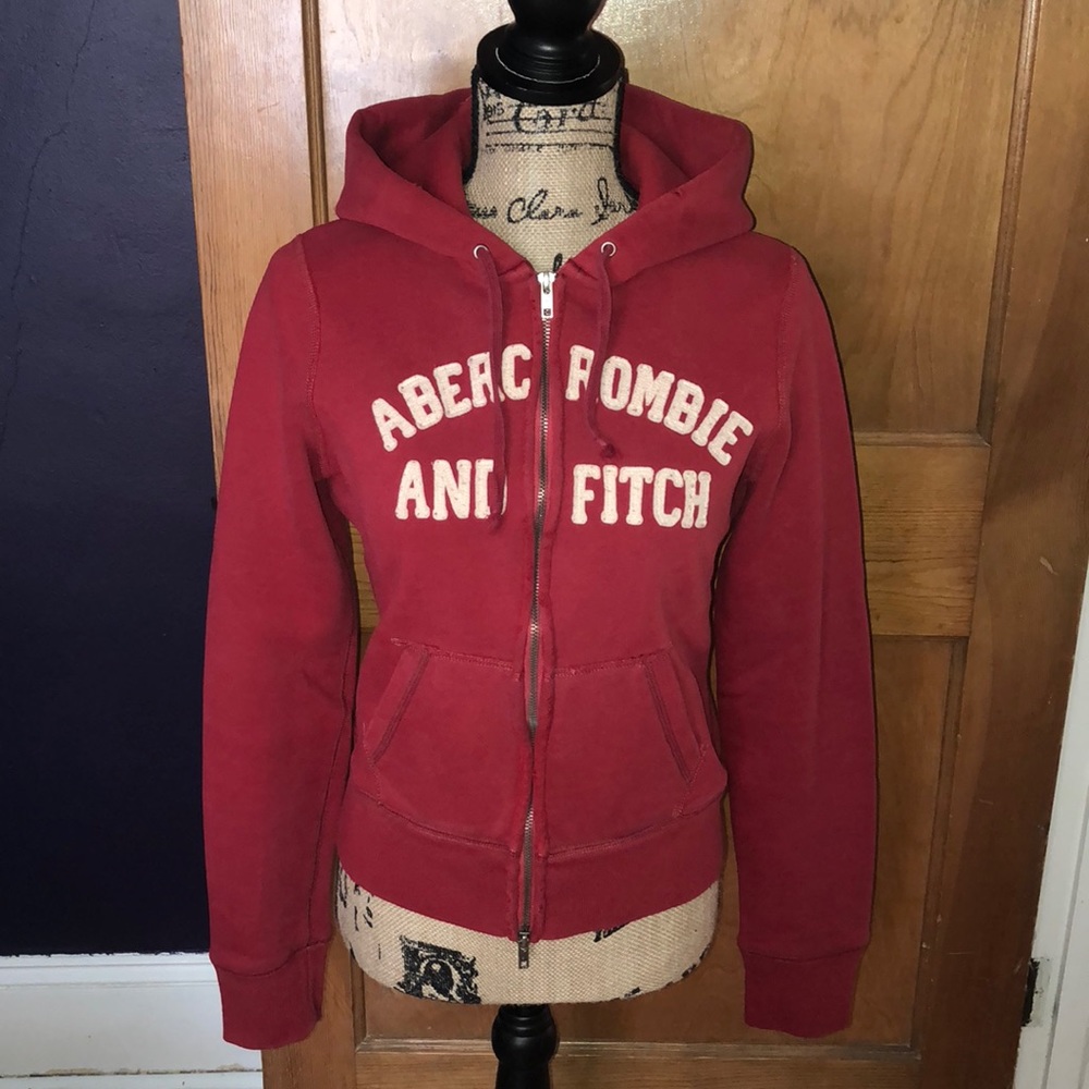 A&F Distressed Zip Front Hoodie